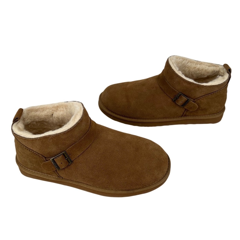 Pawz by Bearpaw Women's 11 Brown Suede Fur Lined Buckle Ankle Boots WMPW23BP048